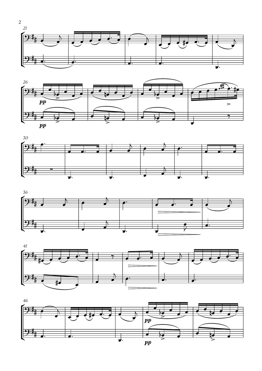 Franz Schubert - Du bist die Ruh (D Major) (for Bassoon Duet) Woodwind Duet scores gallery preview page 2