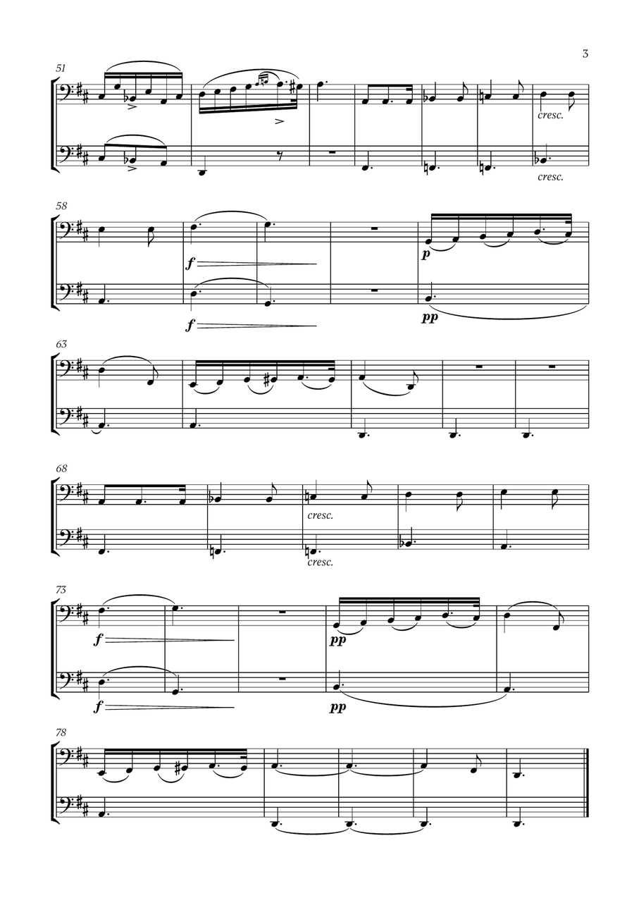 Franz Schubert - Du bist die Ruh (D Major) (for Bassoon Duet) Woodwind Duet scores gallery preview page 3