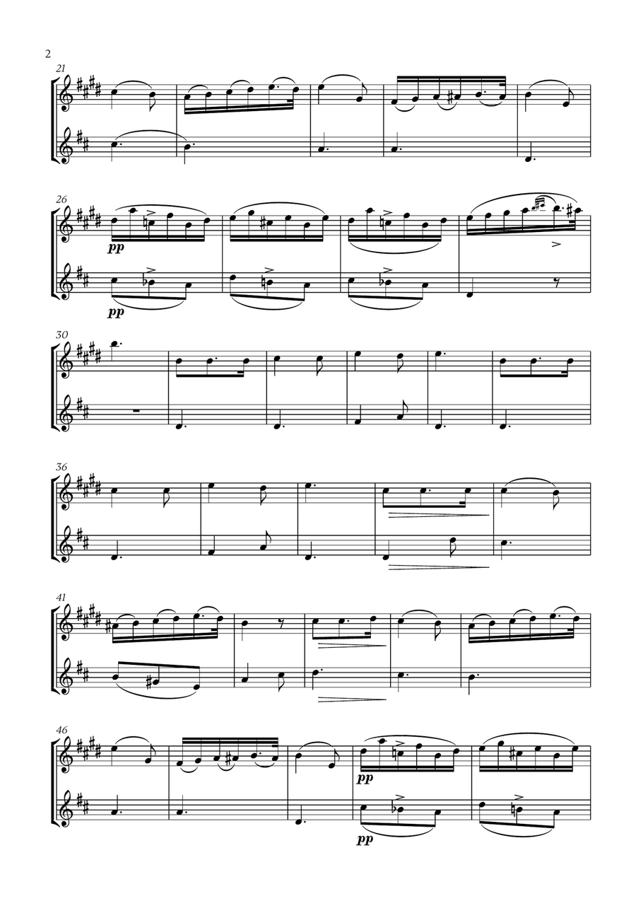 Franz Schubert - Du bist die Ruh (D Major) (for Clarinet and Oboe) Woodwind Duet scores gallery preview page 2