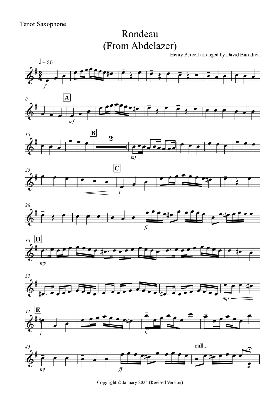 Rondeau (from Abdelazer) for Tenor Saxophone, Violin and Cello Trio Small Ensemble scores gallery preview page 4