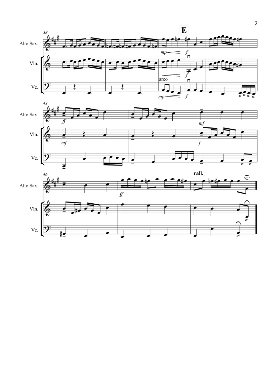 Rondeau (from Abdelazer) for Alto Saxophone, Violin and Cello Trio Small Ensemble scores gallery preview page 3