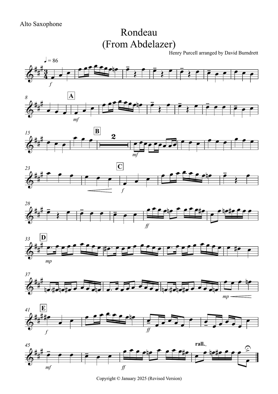 Rondeau (from Abdelazer) for Alto Saxophone, Violin and Cello Trio Small Ensemble scores gallery preview page 4
