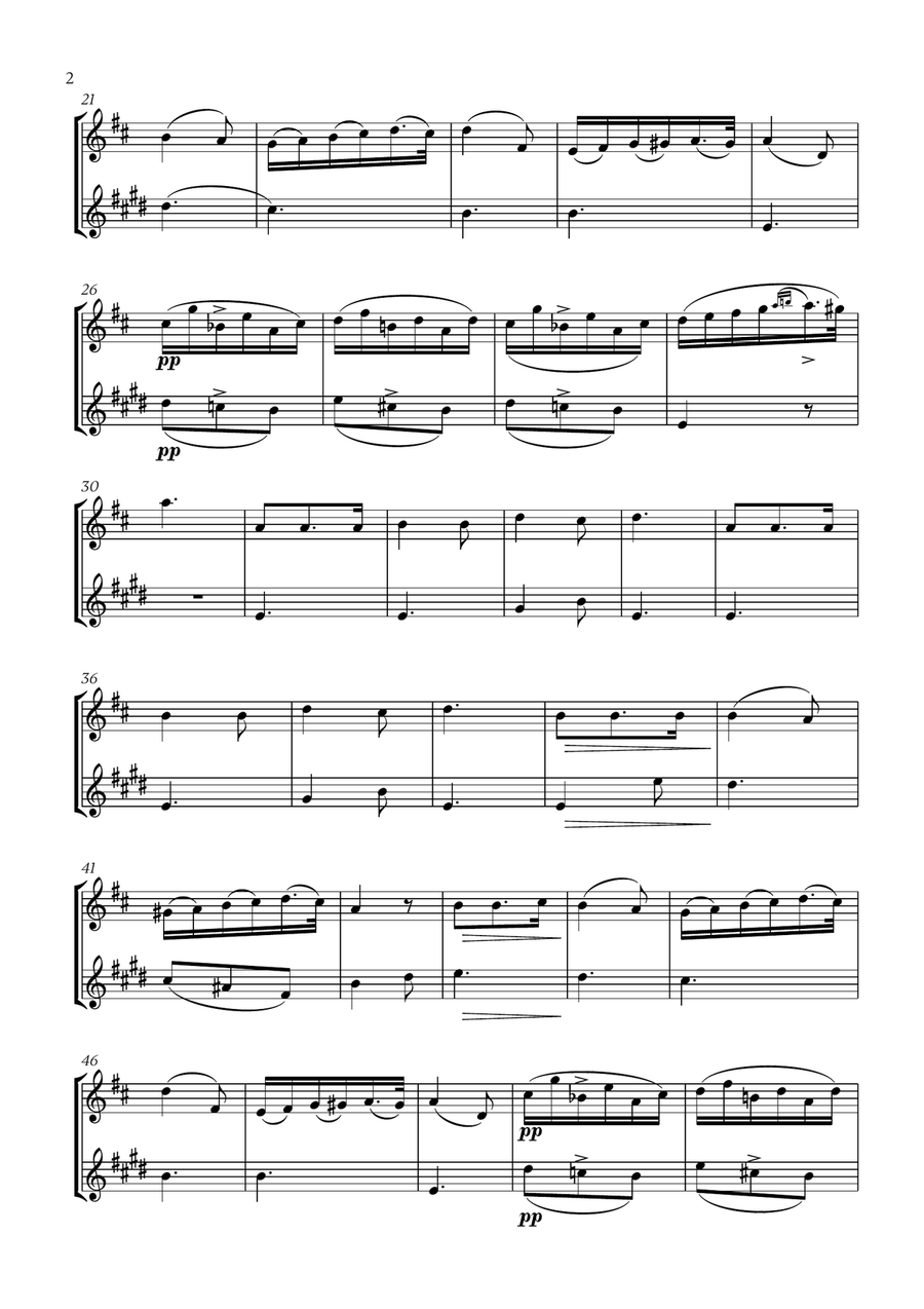 Franz Schubert - Du bist die Ruh (D Major) (for Oboe and Clarinet) Woodwind Duet scores gallery preview page 2