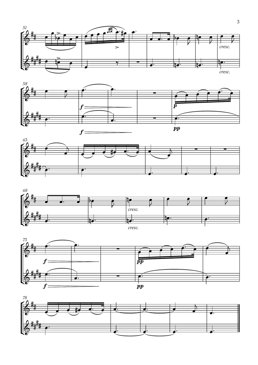 Franz Schubert - Du bist die Ruh (D Major) (for Oboe and Clarinet) Woodwind Duet scores gallery preview page 3