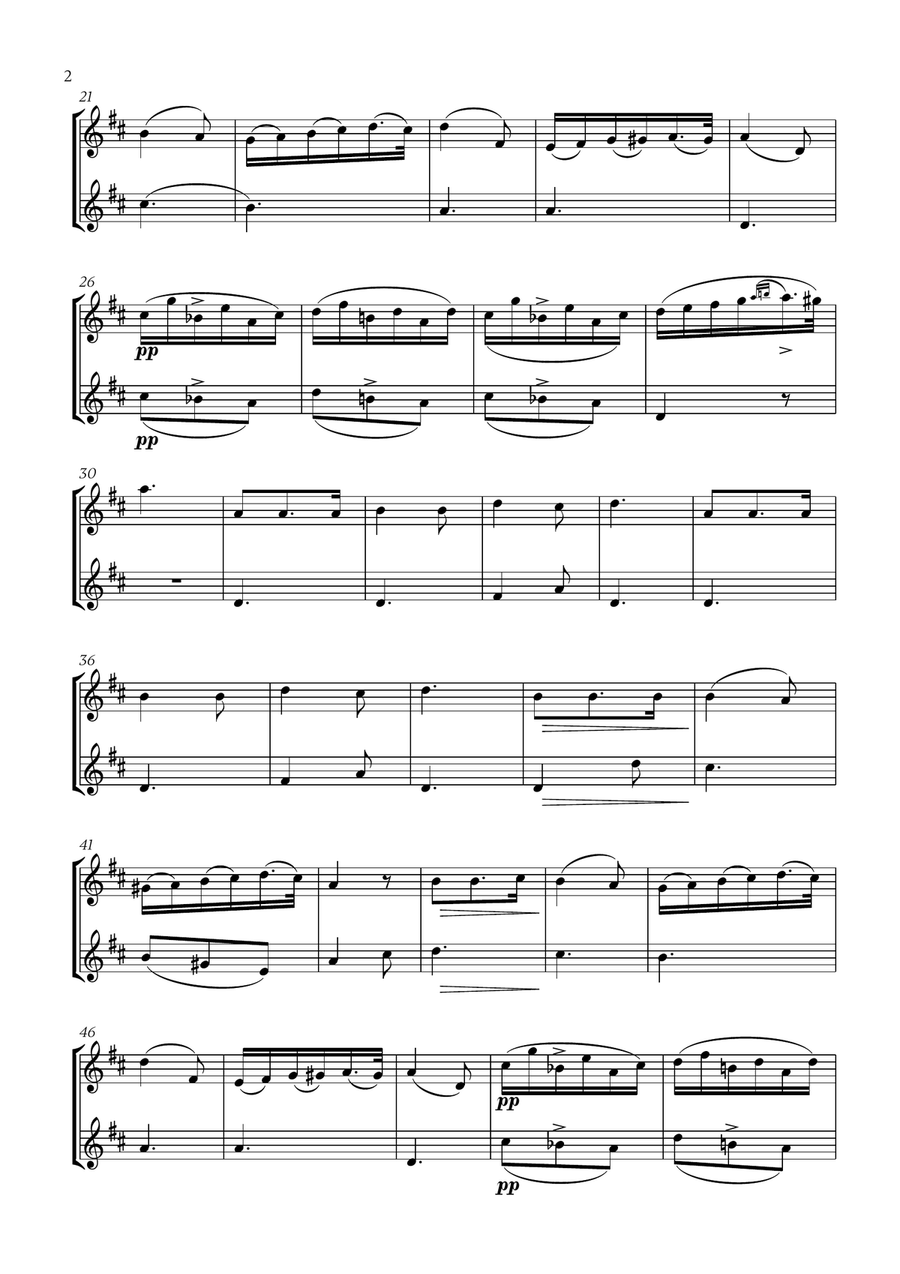 Franz Schubert - Du bist die Ruh (D Major) (for Oboe Duet) Woodwind Duet scores gallery preview page 2