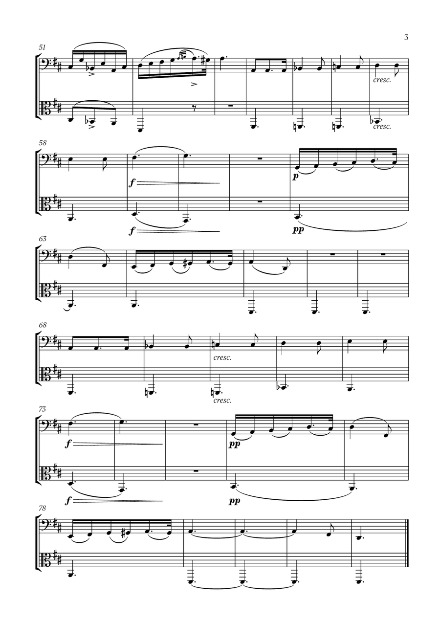 Franz Schubert - Du bist die Ruh (D Major) (for Cello and Viola) String Duet scores gallery preview page 3