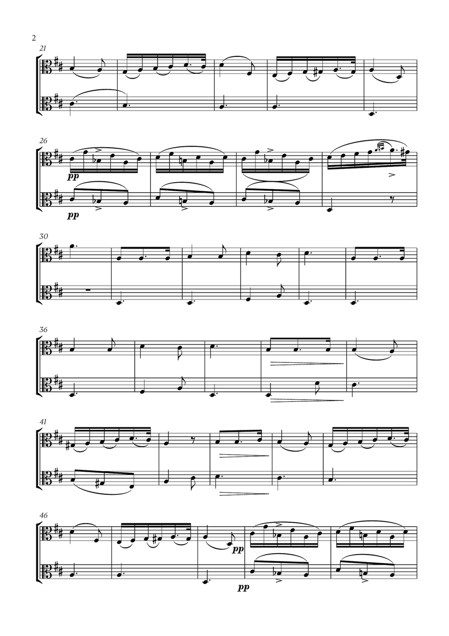Franz Schubert - Du bist die Ruh (D Major) (for Viola Duet) String Duet scores gallery preview page 2