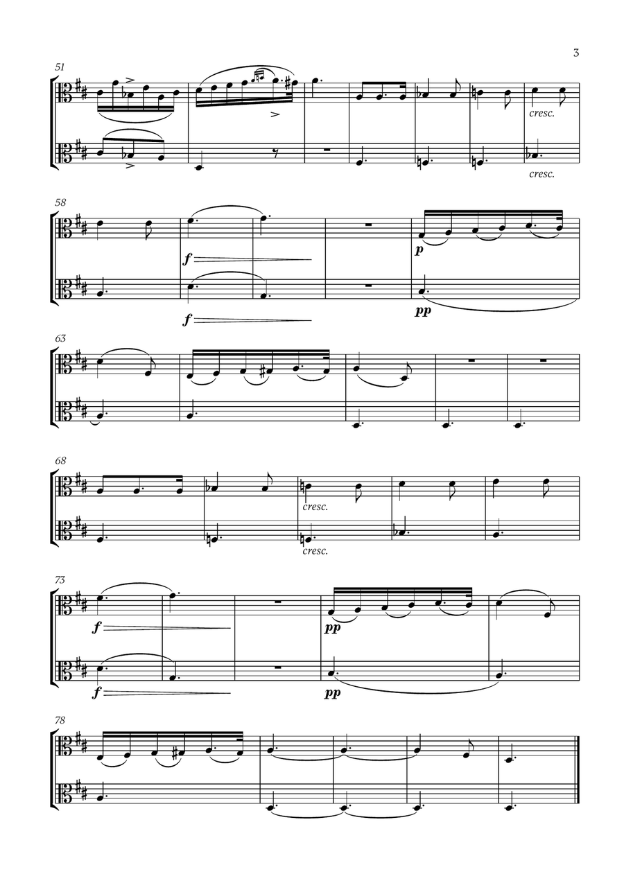 Franz Schubert - Du bist die Ruh (D Major) (for Viola Duet) String Duet scores gallery preview page 3