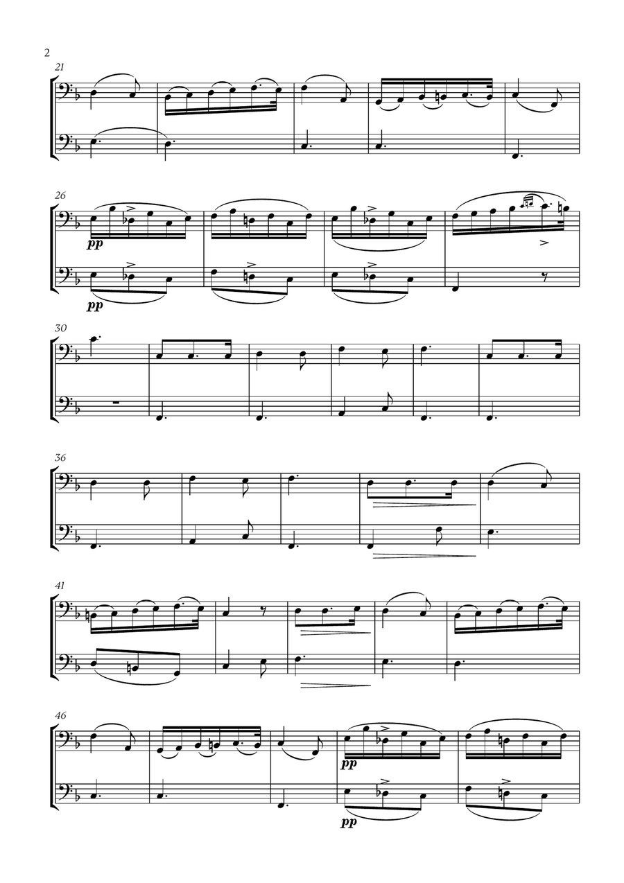 Franz Schubert - Du bist die Ruh (F major) (for Bassoon and Cello) Bassoon scores gallery preview page 2