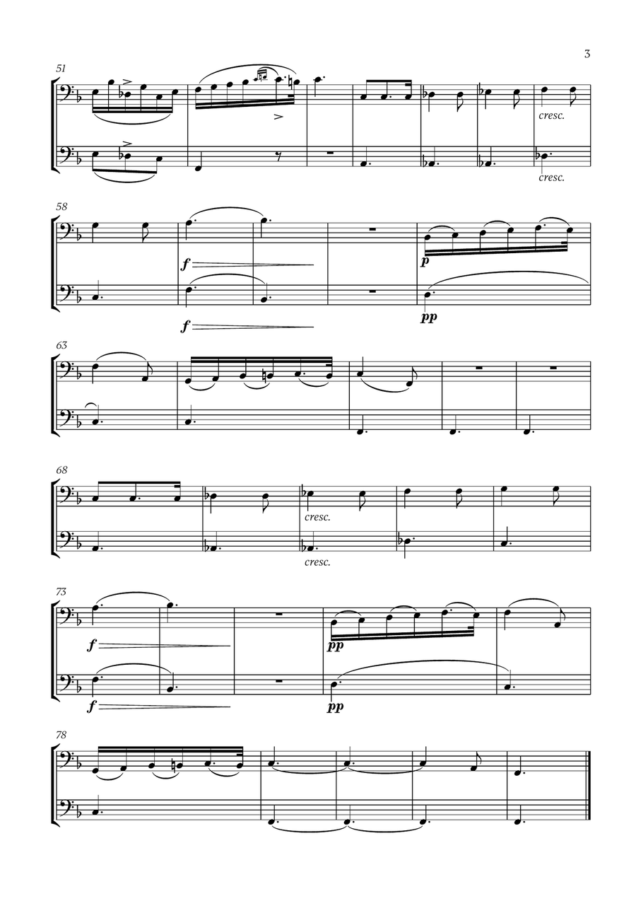 Franz Schubert - Du bist die Ruh (F major) (for Bassoon and Cello) Bassoon scores gallery preview page 3