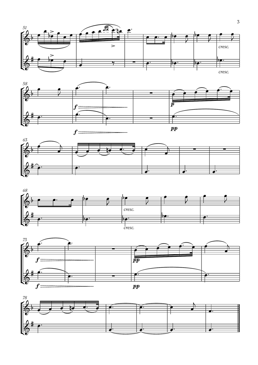 Franz Schubert - Du bist die Ruh (F major) (for Flute and Clarinet) Woodwind Duet scores gallery preview page 3