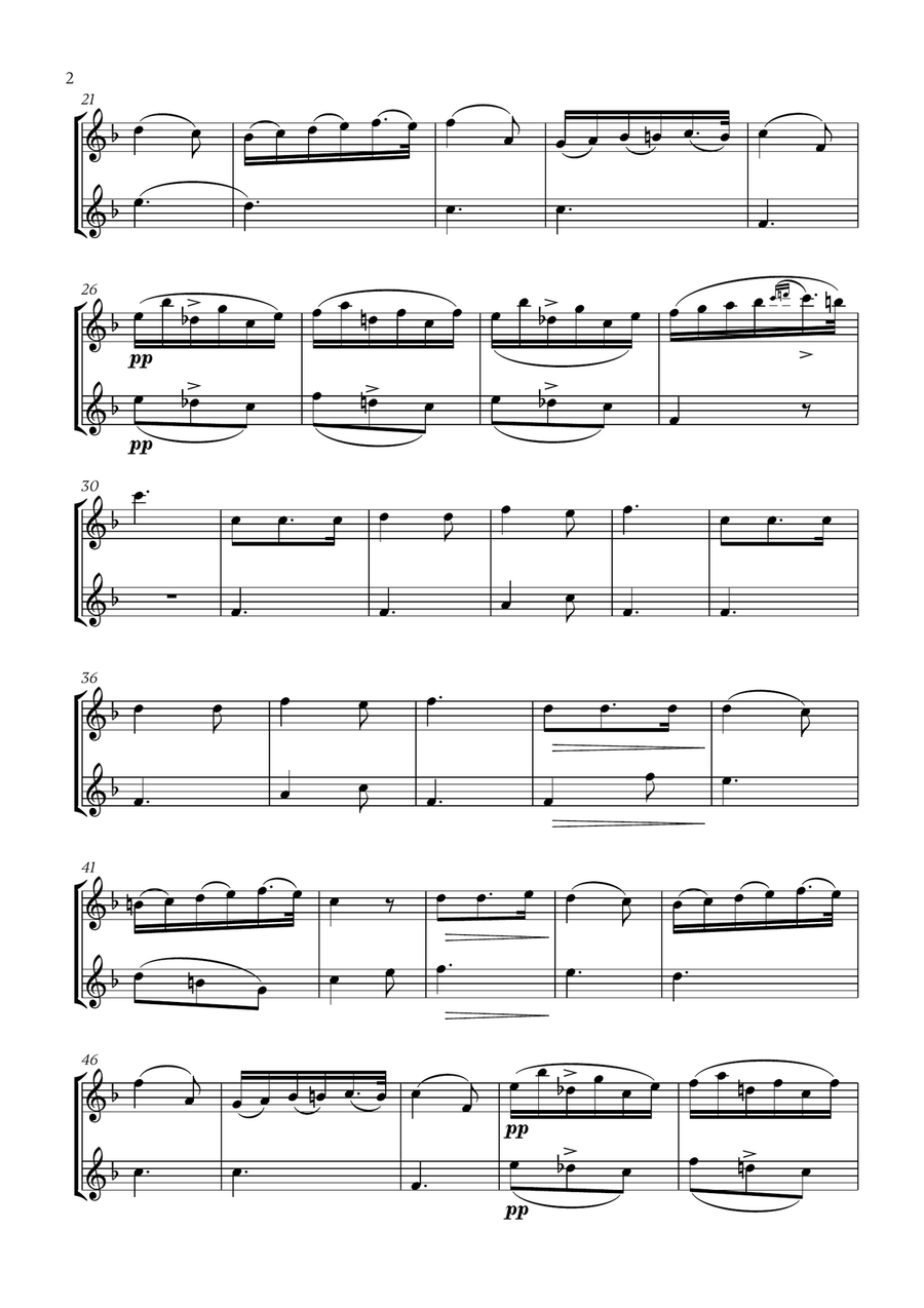 Franz Schubert - Du bist die Ruh (F major) (for Oboe Duet) Woodwind Duet scores gallery preview page 2