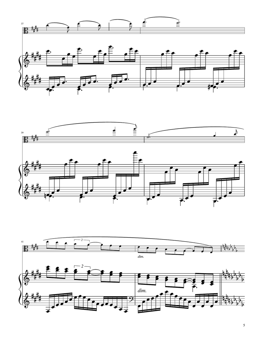 Clair de Lune - Viola Solo w/Piano Piano scores gallery preview page 5