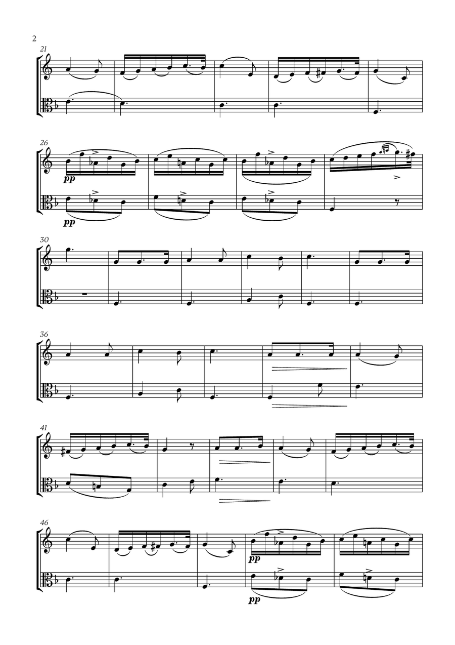 Franz Schubert - Du bist die Ruh (F major) (for French Horn and Viola) Horn scores gallery preview page 2