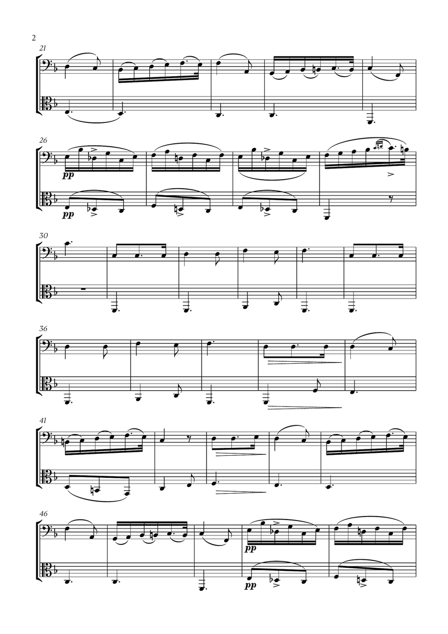 Franz Schubert - Du bist die Ruh (F major) (for Cello and Viola) String Duet scores gallery preview page 2