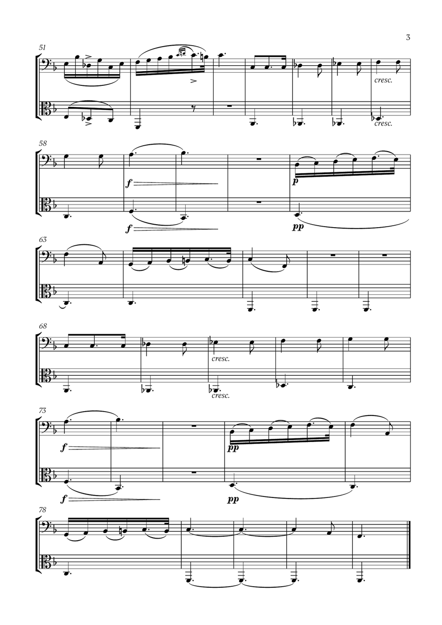 Franz Schubert - Du bist die Ruh (F major) (for Cello and Viola) String Duet scores gallery preview page 3