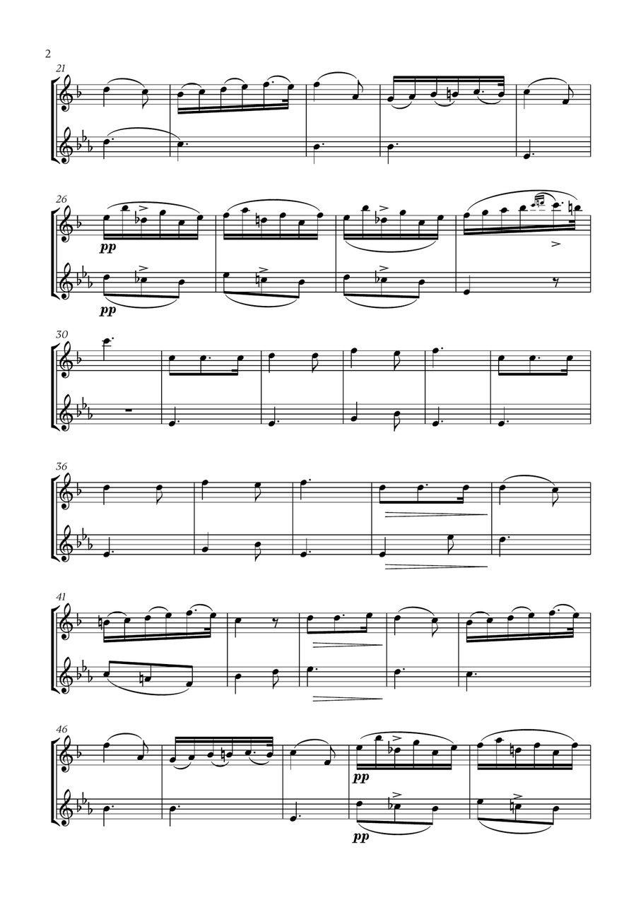 Franz Schubert - Du bist die Ruh (for Clarinet and Oboe) Woodwind Duet scores gallery preview page 2