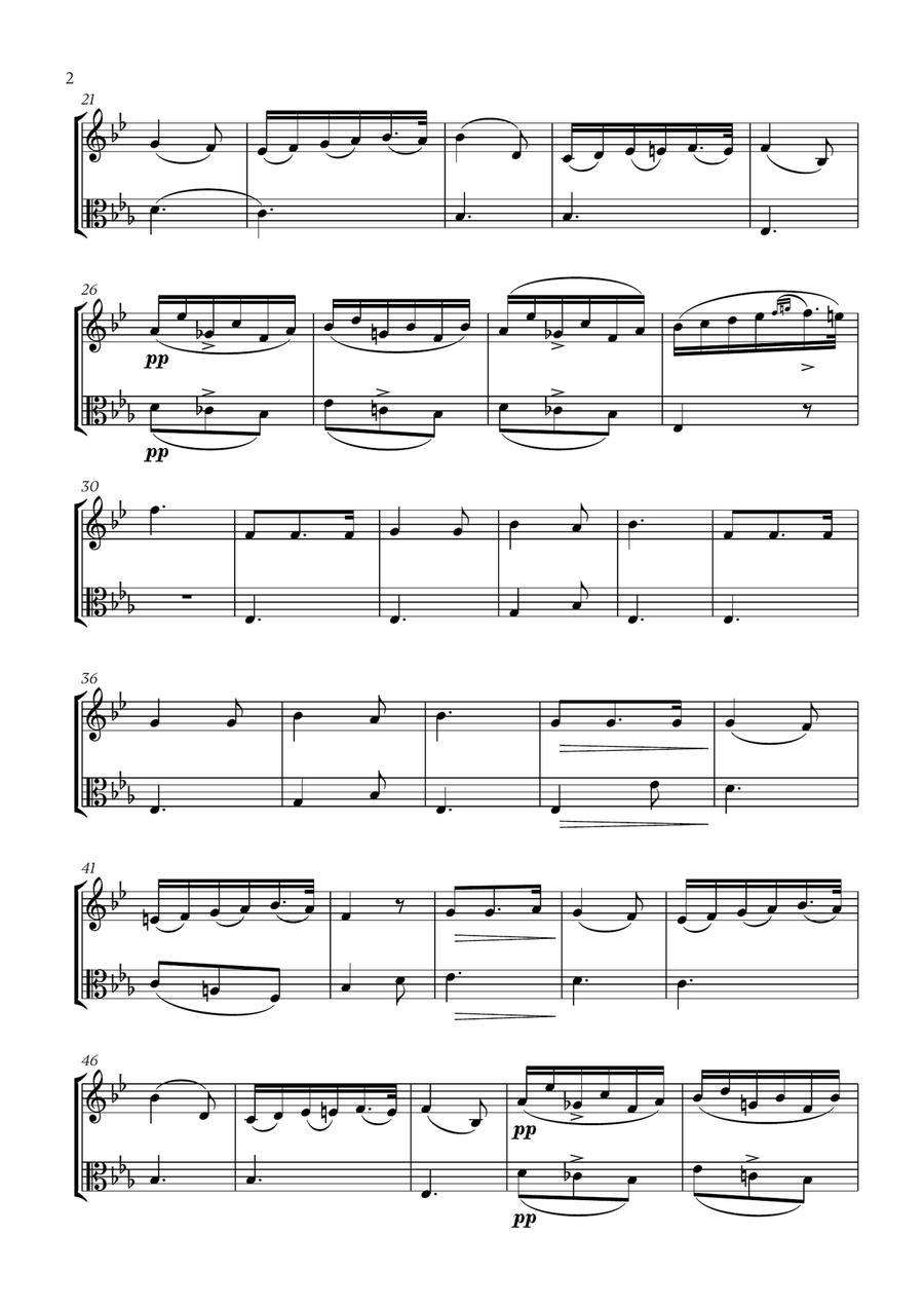 Franz Schubert - Du bist die Ruh (for French Horn and Viola) Horn scores gallery preview page 2