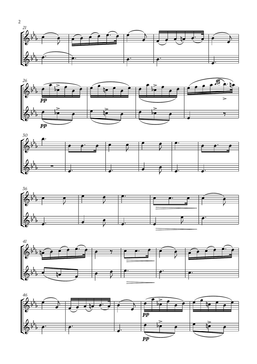 Franz Schubert - Du bist die Ruh (for Oboe and Flute) Woodwind Duet scores gallery preview page 2