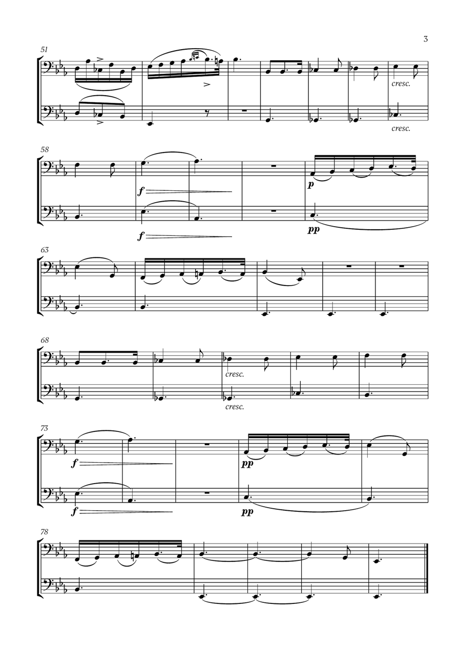 Franz Schubert - Du bist die Ruh (for Trombone and Bassoon) by Franz Schubert Trombone Duet - Digital Sheet Music page 3