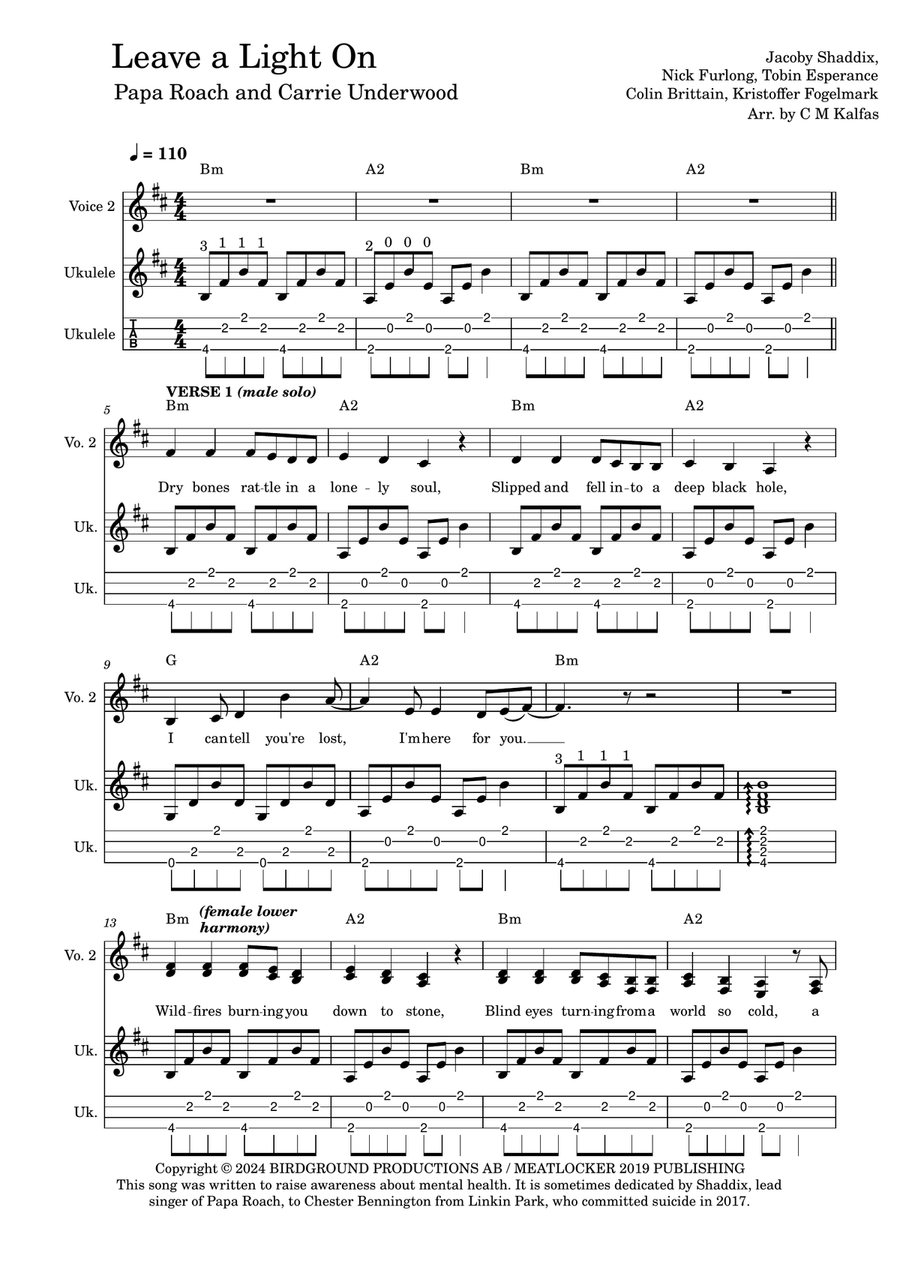 Leave A Light On Leave A Light On Ukulele scores gallery preview page 1