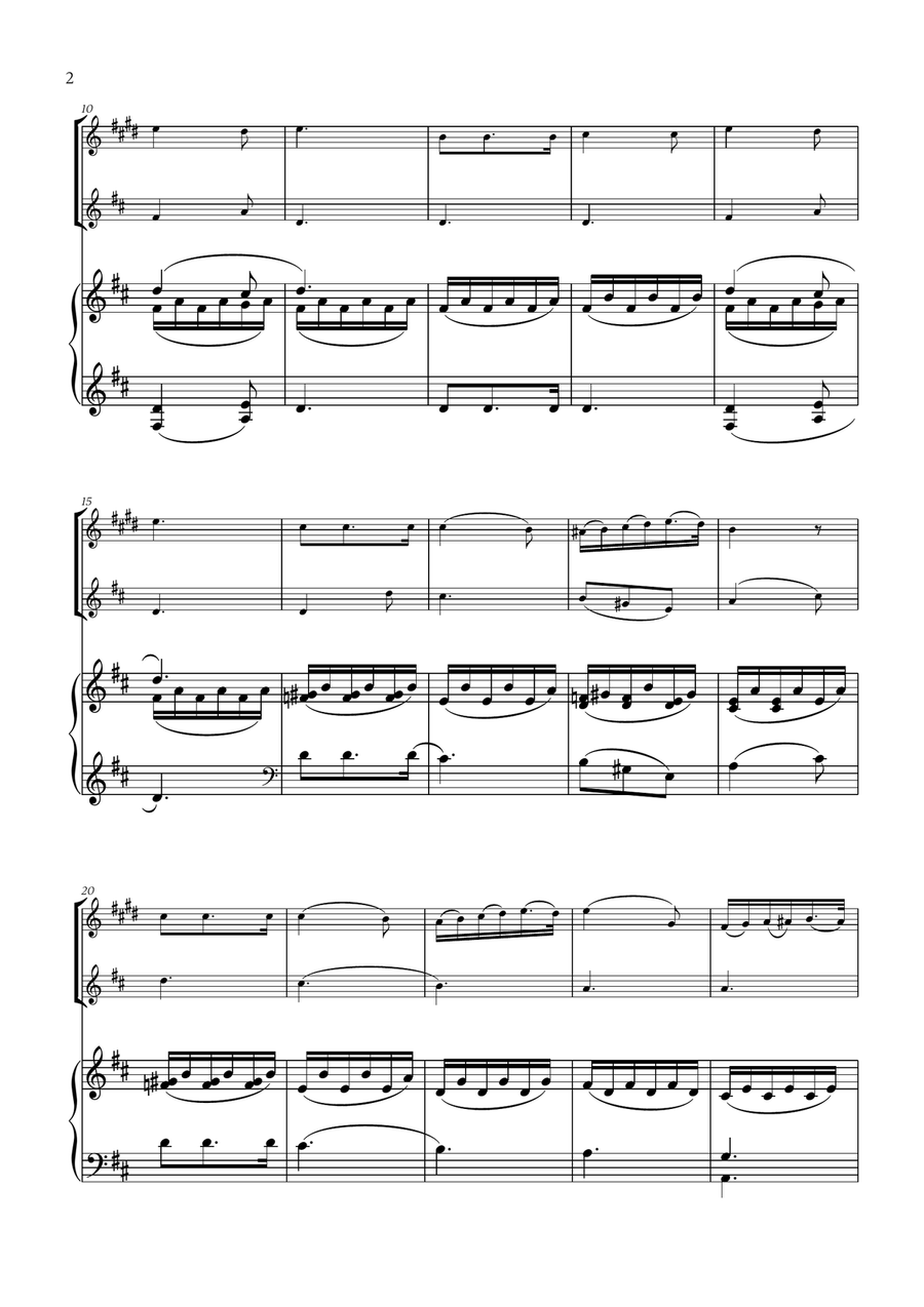 Franz Schubert - Du bist die Ruh (D major) (for Clarinet, Flute and Piano) Woodwind Duet scores gallery preview page 2