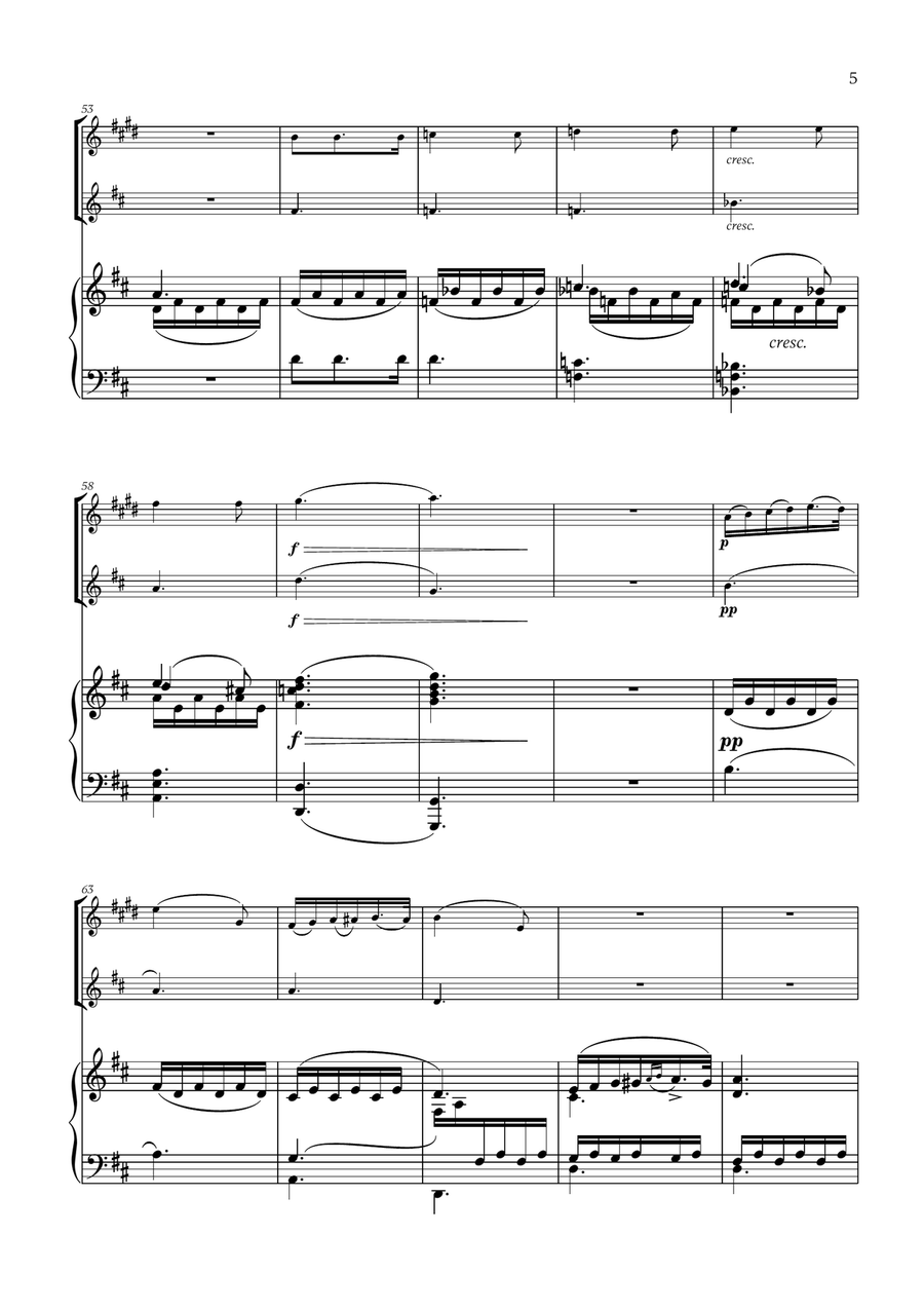 Franz Schubert - Du bist die Ruh (D major) (for Clarinet, Flute and Piano) Woodwind Duet scores gallery preview page 5