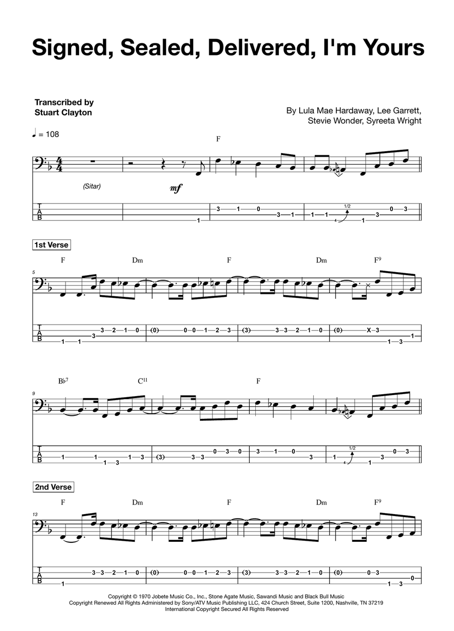 Signed, Sealed, Delivered I'm Yours Acoustic Guitar scores gallery preview page 1