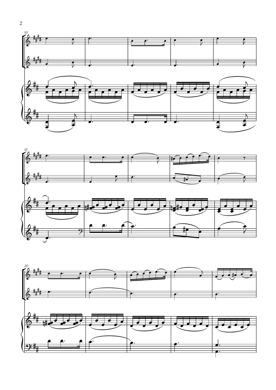 Franz Schubert - Du bist die Ruh (D major) (for Soprano Saxophone, Clarinet and Piano) Woodwind Duet scores gallery preview page 2