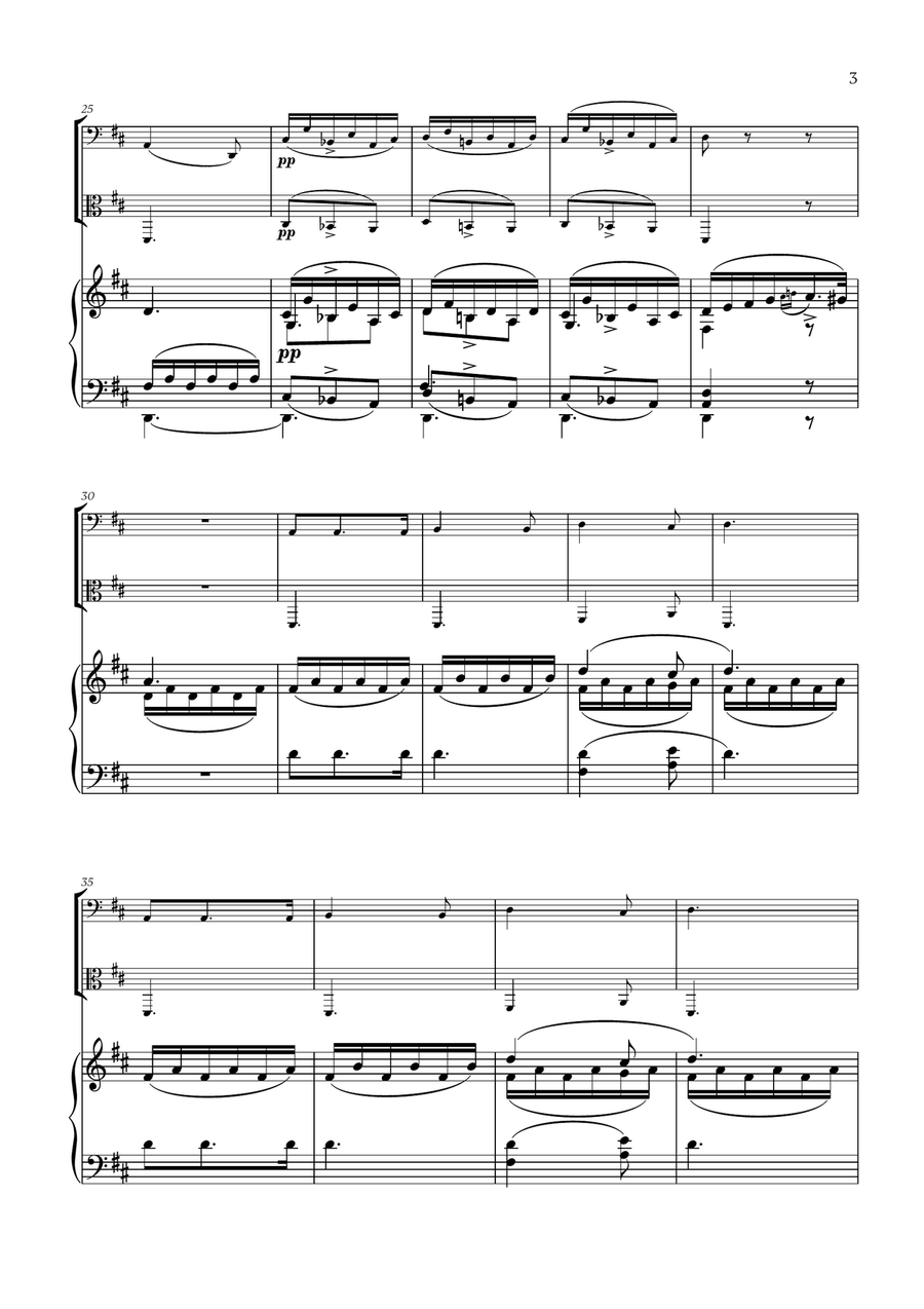 Franz Schubert - Du bist die Ruh (D major) (for Cello, Viola and Piano) Cello scores gallery preview page 3