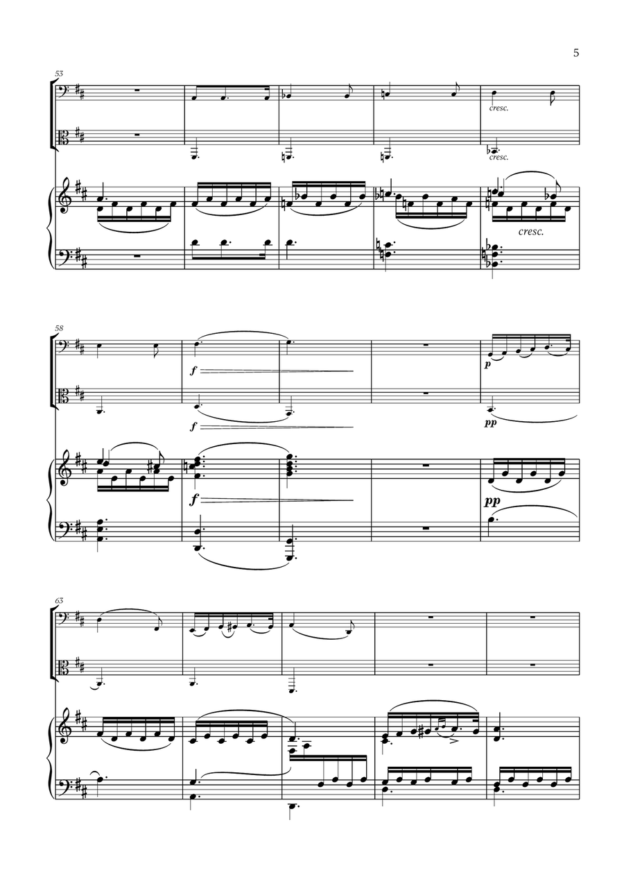 Franz Schubert - Du bist die Ruh (D major) (for Cello, Viola and Piano) Cello scores gallery preview page 5