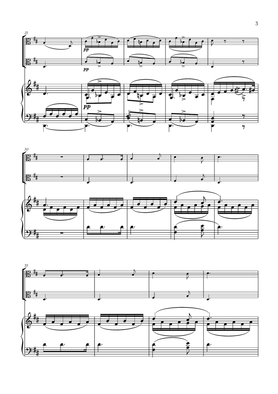 Franz Schubert - Du bist die Ruh (D major) (for Viola Duet and Piano) String Duet scores gallery preview page 3