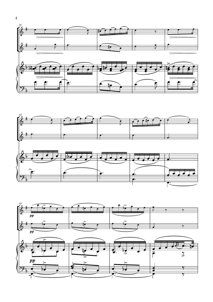 Franz Schubert - Du bist die Ruh (F major) (for Clarinet, Soprano Saxophone and Piano) Woodwind Duet scores gallery preview page 4