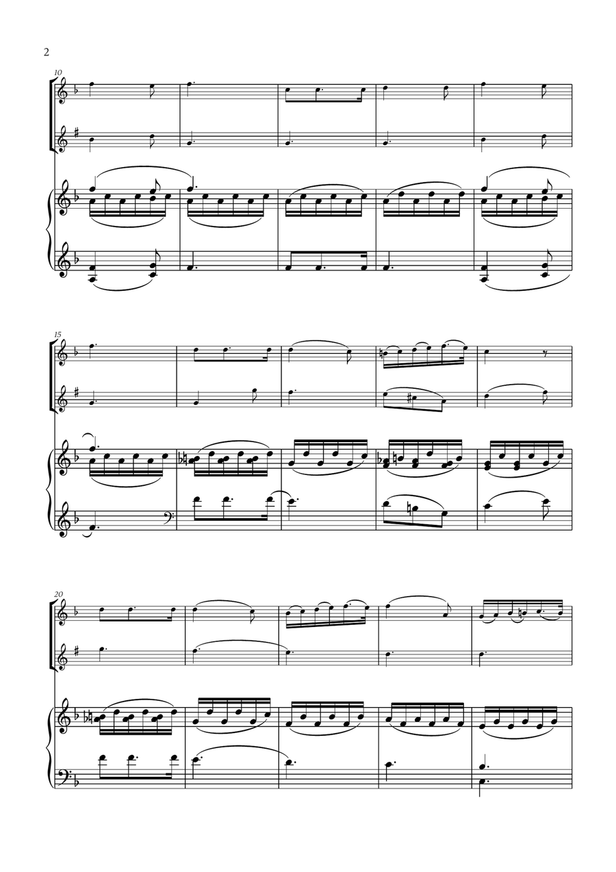 Franz Schubert - Du bist die Ruh (F major) (for Flute, Clarinet and Piano) Woodwind Duet scores gallery preview page 2