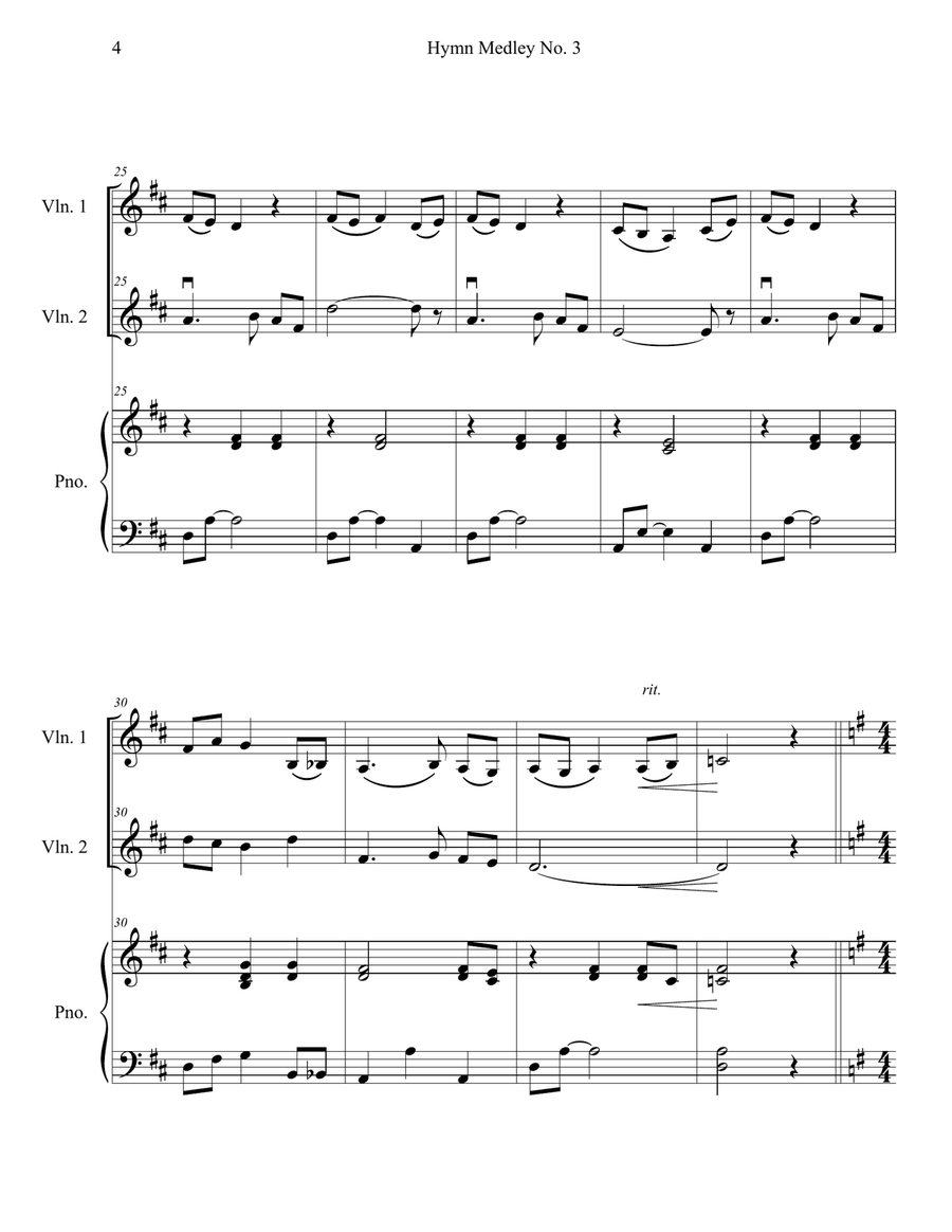 Hymn Medley No. 3 (Violin Duet with Piano Accompaniment) String Duet scores gallery preview page 4