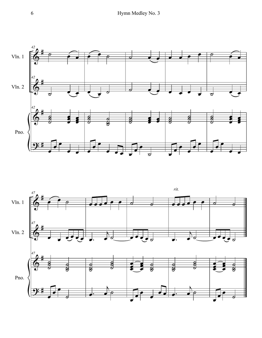 Hymn Medley No. 3 (Violin Duet with Piano Accompaniment) String Duet scores gallery preview page 6