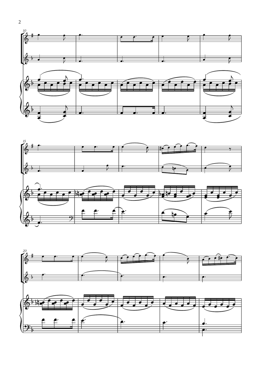 Franz Schubert - Du bist die Ruh (F major) (for Clarinet, Flute and Piano) Woodwind Duet scores gallery preview page 2