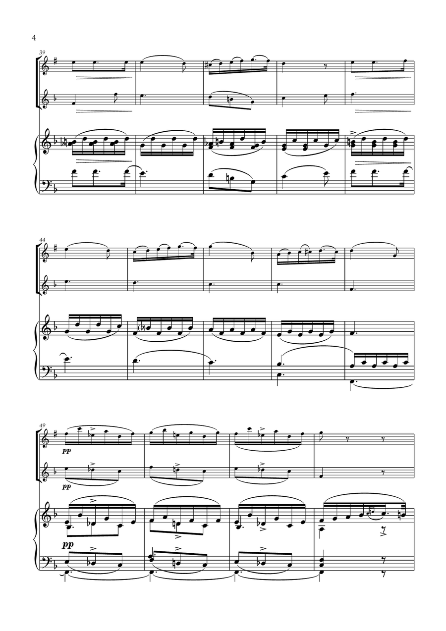 Franz Schubert - Du bist die Ruh (F major) (for Clarinet, Flute and Piano) Woodwind Duet scores gallery preview page 4