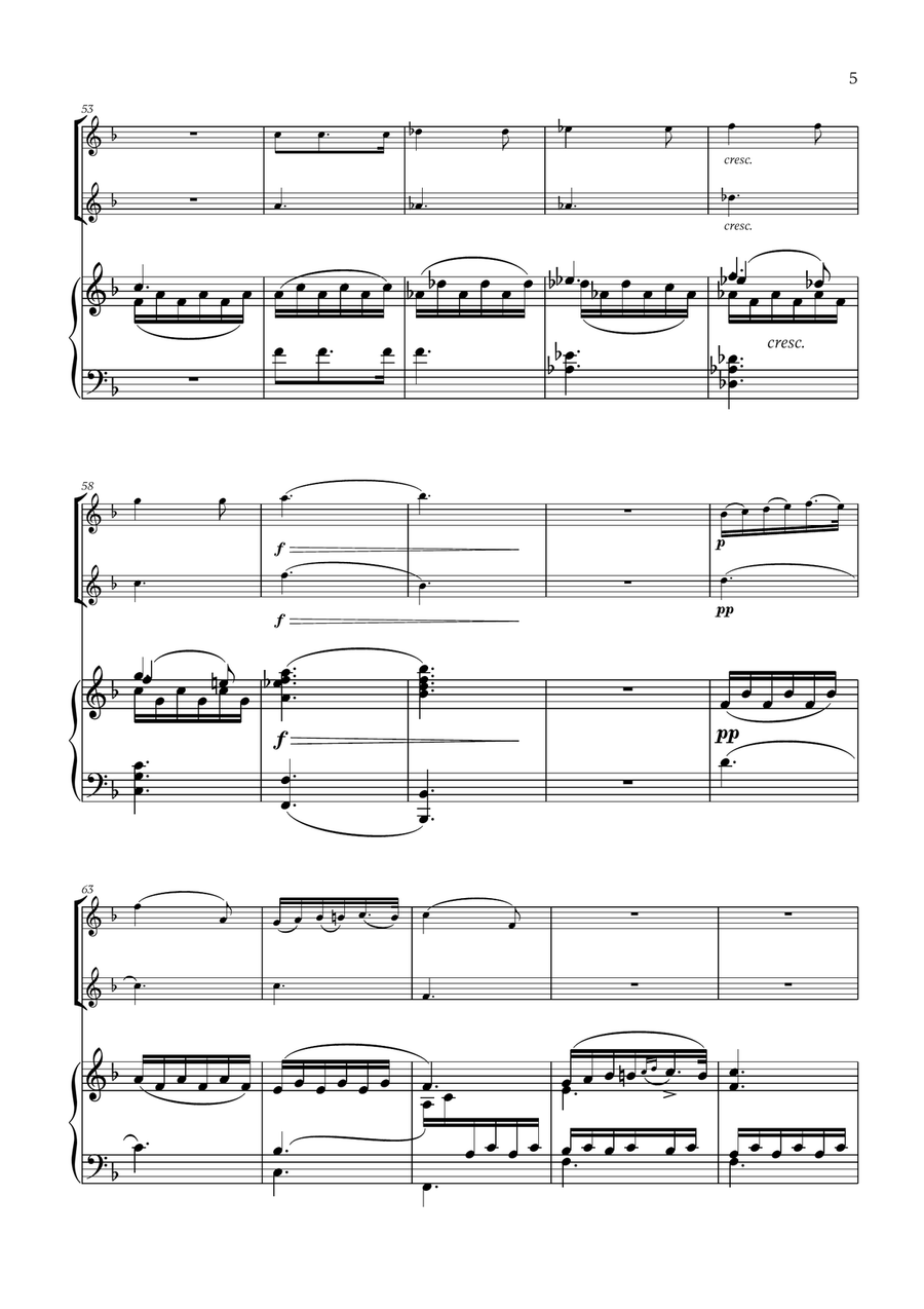 Franz Schubert - Du bist die Ruh (F major) (for Oboe Duet and Piano) Woodwind Duet scores gallery preview page 5