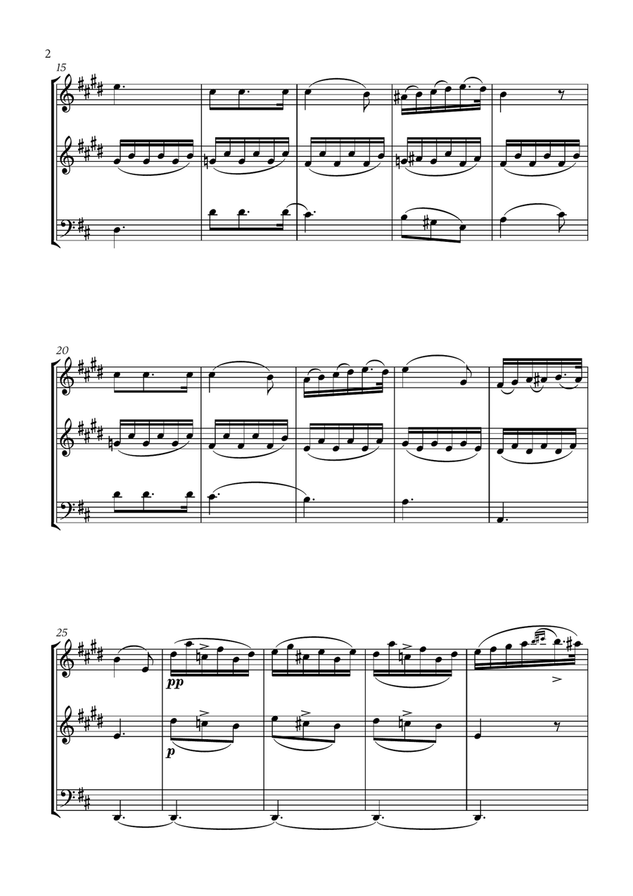 Franz Schubert - Du bist die Ruh (D major) (for Clarinet, Soprano Saxophone and Bassoon) Small Ensemble scores gallery preview page 2