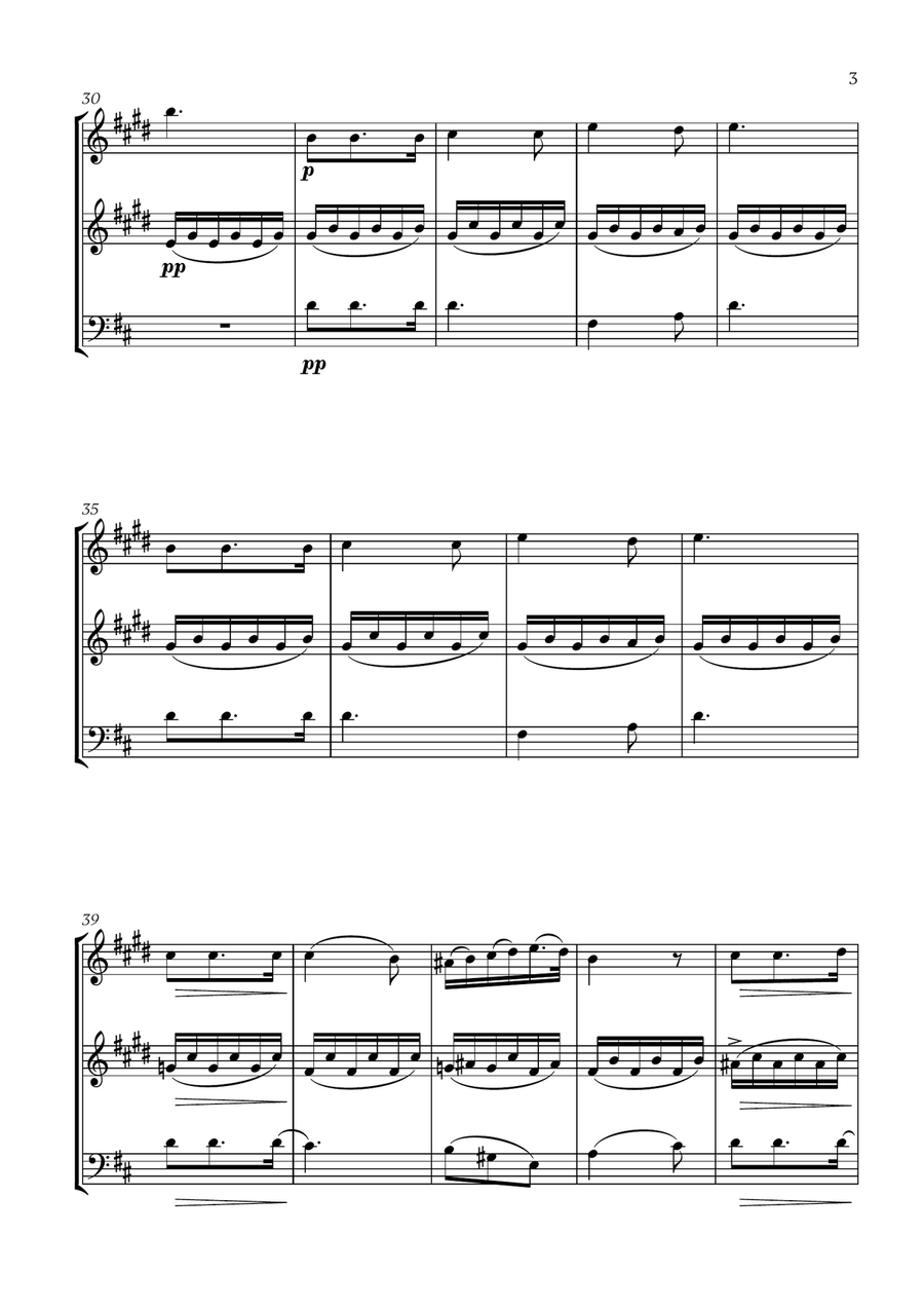 Franz Schubert - Du bist die Ruh (D major) (for Clarinet, Soprano Saxophone and Bassoon) Small Ensemble scores gallery preview page 3