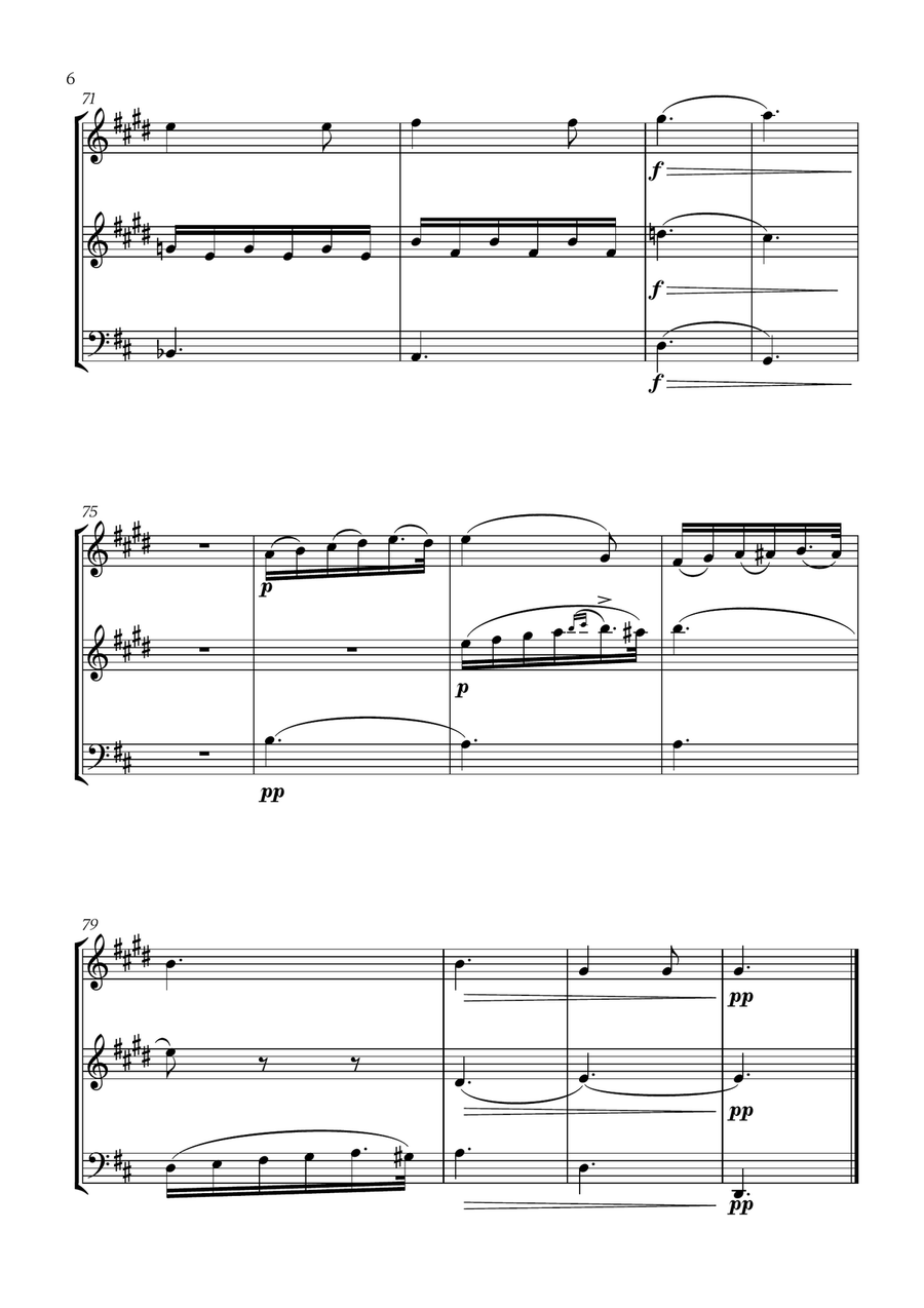 Franz Schubert - Du bist die Ruh (D major) (for Clarinet, Soprano Saxophone and Bassoon) Small Ensemble scores gallery preview page 6