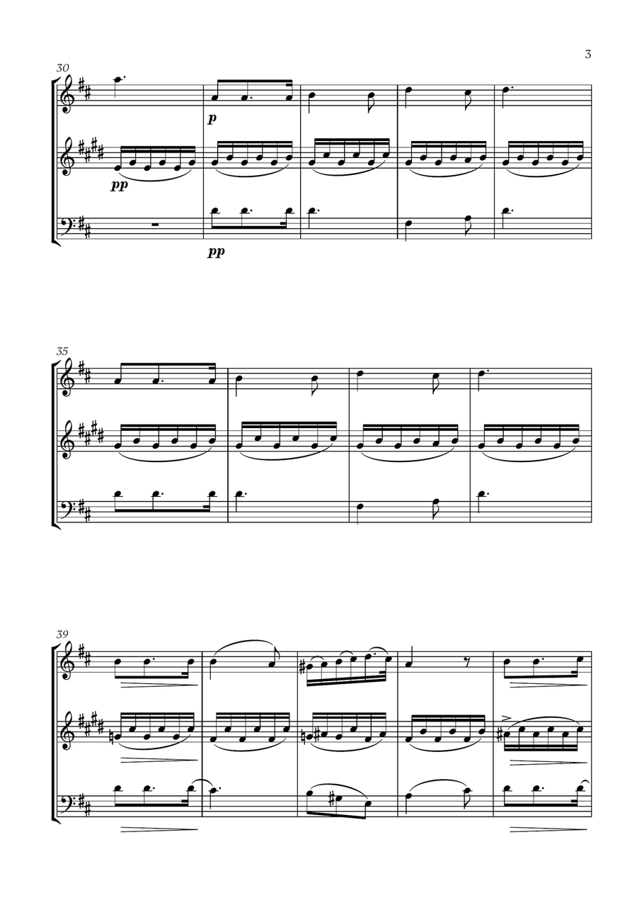 Franz Schubert - Du bist die Ruh (D major) (for Flute, Soprano Saxophone and Bassoon) Small Ensemble scores gallery preview page 3