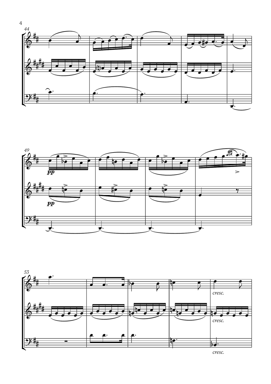 Franz Schubert - Du bist die Ruh (D major) (for Flute, Soprano Saxophone and Bassoon) Small Ensemble scores gallery preview page 4