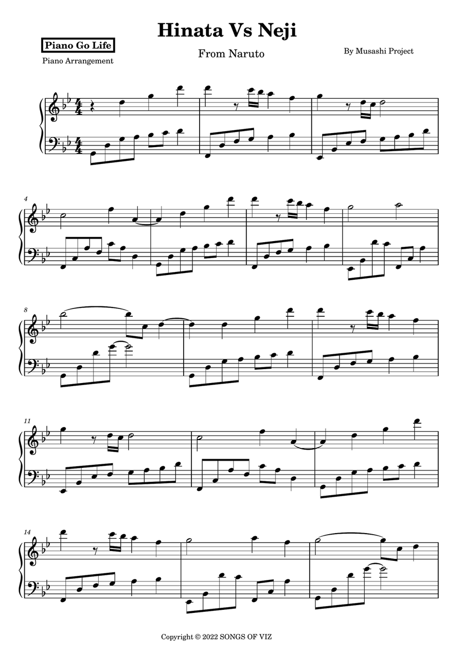 Hinata Vs Neji Hinata Vs Neji Piano Solo scores gallery preview page 1