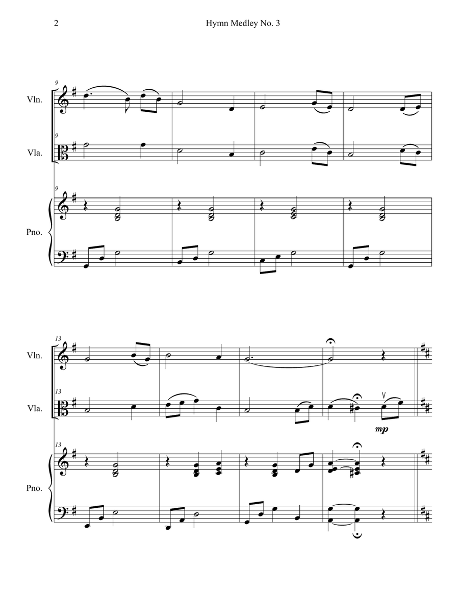 Hymn Medley No. 3 (Violin and Viola Duet with Piano Accompaniment) String Duet scores gallery preview page 2