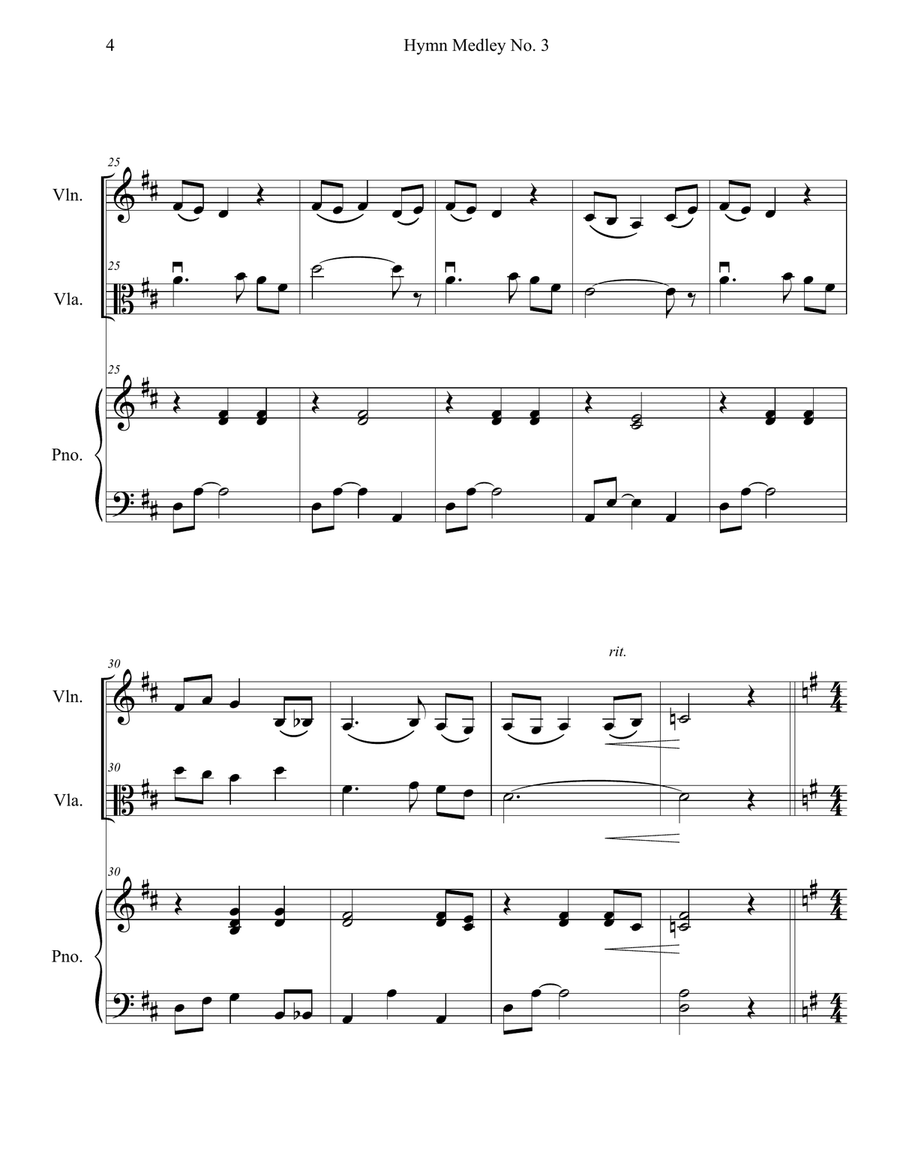 Hymn Medley No. 3 (Violin and Viola Duet with Piano Accompaniment) String Duet scores gallery preview page 4