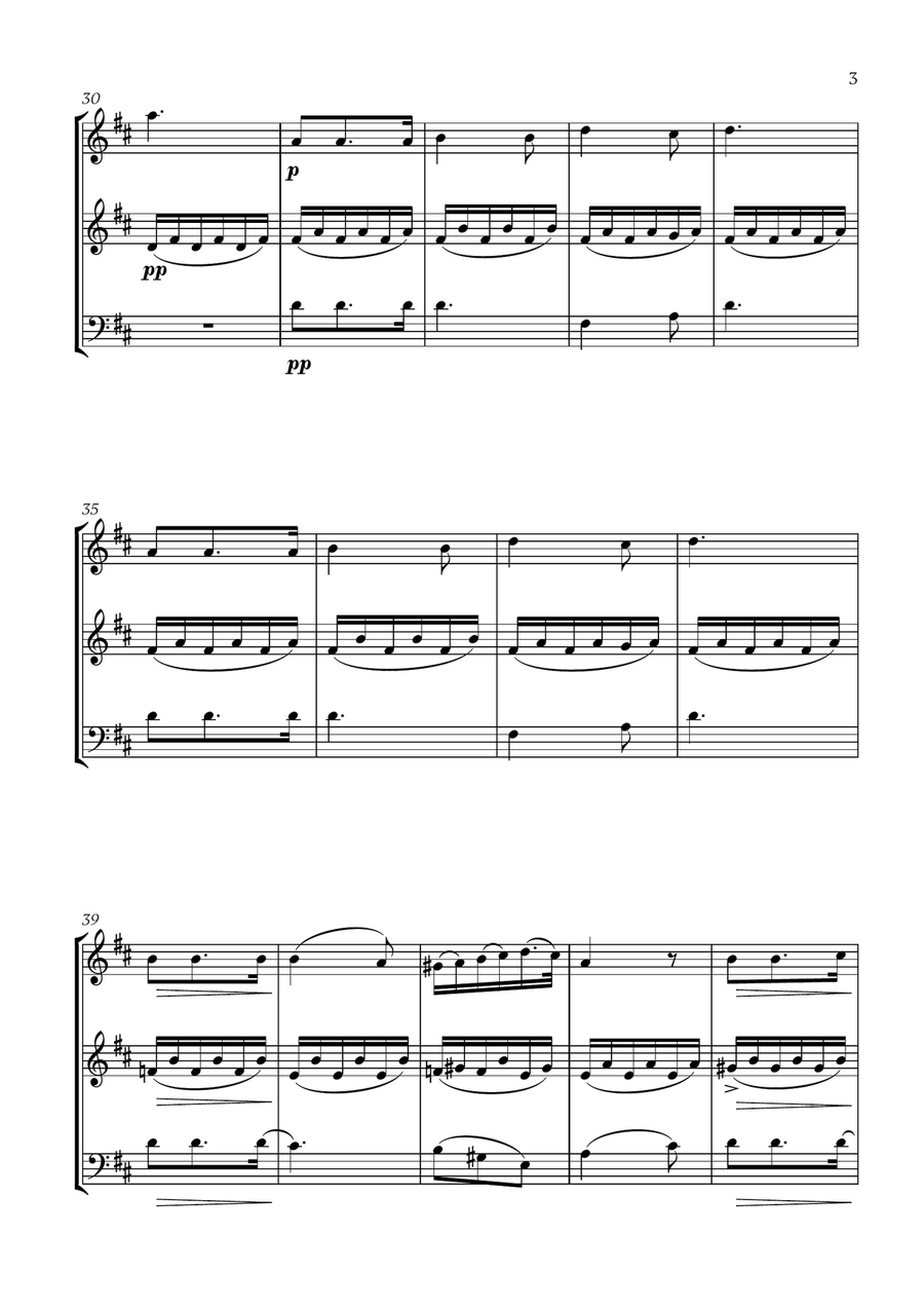 Franz Schubert - Du bist die Ruh (D major) (for Flute, Oboe and Trombone) Small Ensemble scores gallery preview page 3