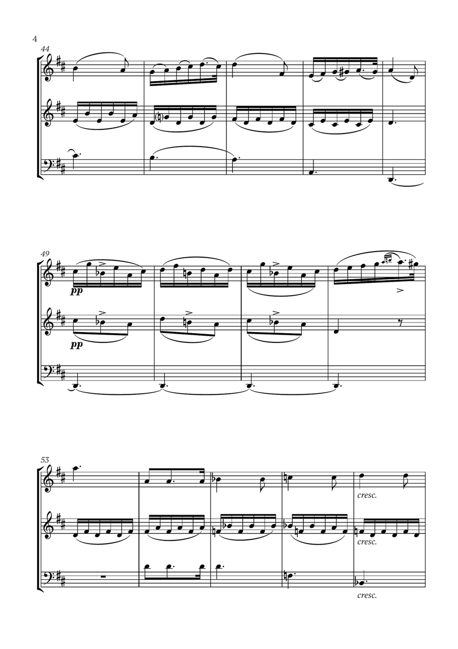 Franz Schubert - Du bist die Ruh (D major) (for Flute, Oboe and Trombone) Small Ensemble scores gallery preview page 4