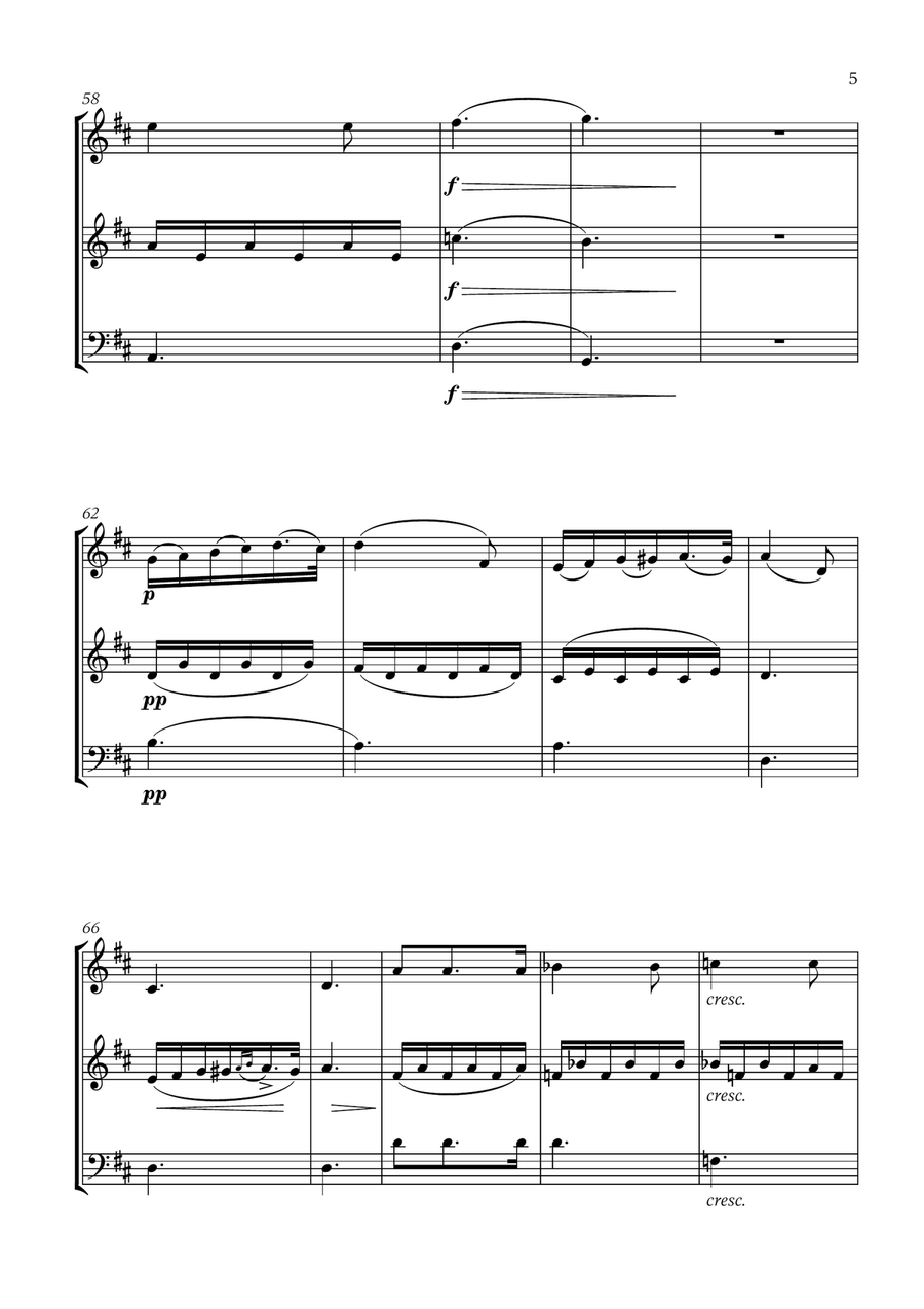 Franz Schubert - Du bist die Ruh (D major) (for Flute, Oboe and Trombone) Small Ensemble scores gallery preview page 5